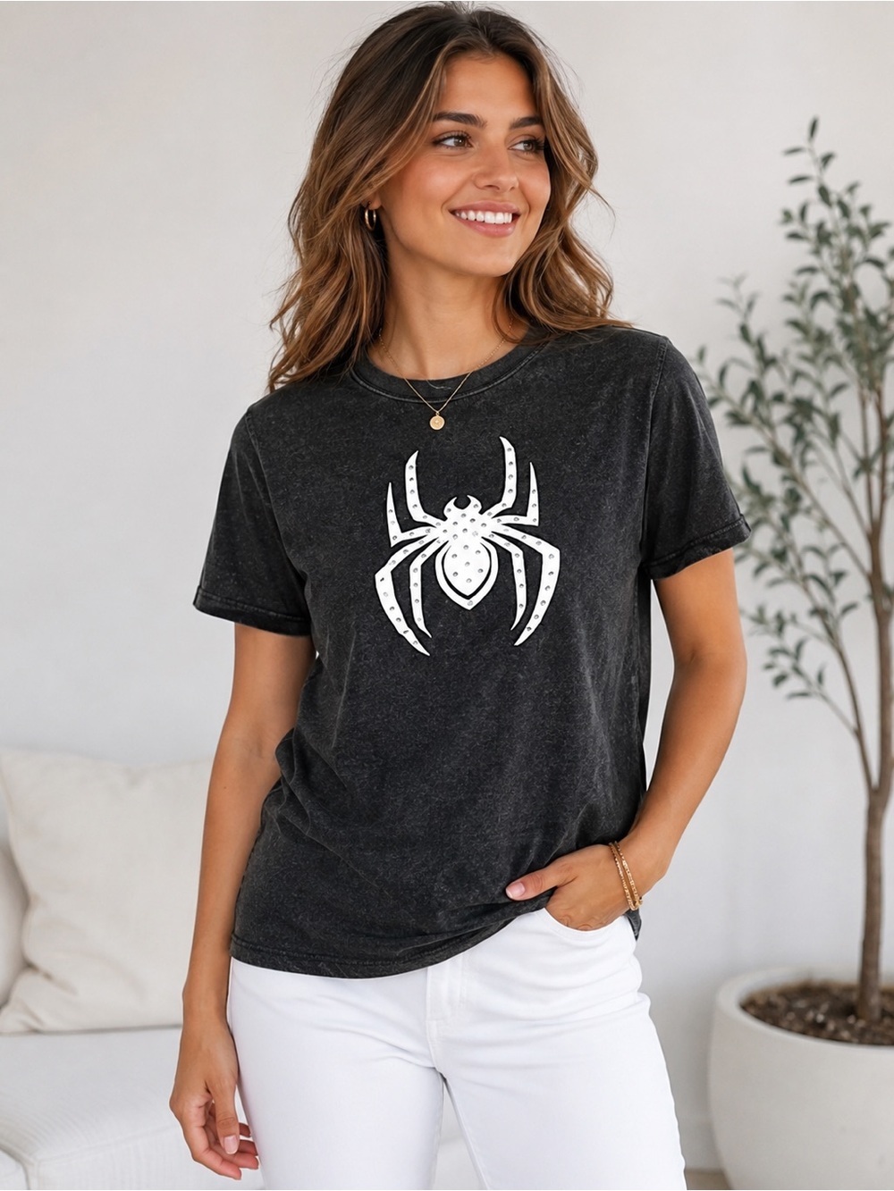 Marvel Black Spider Graphic Tee - Casual Women’s Top